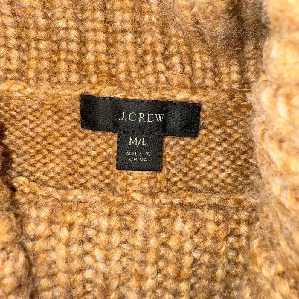 J. Crew Women's Beige Wool‎ Blend Turtleneck Poncho Sweater M/L Casual